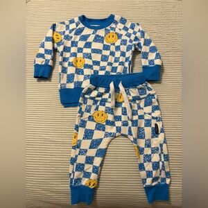 Little Bipsy checkered smiley matching set